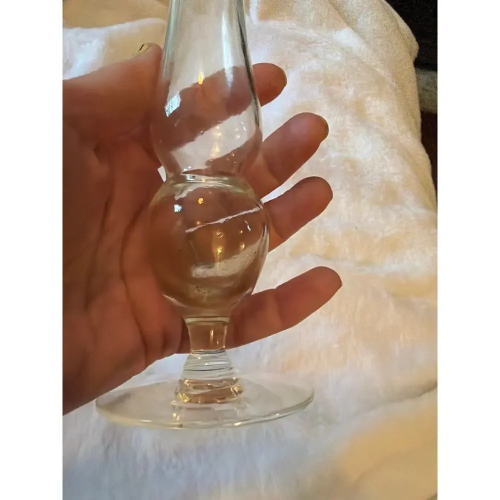 Vintage Clear Glass Bud Vase Tall Ruffled Flared Rim Pedestal Foot Flower Vase